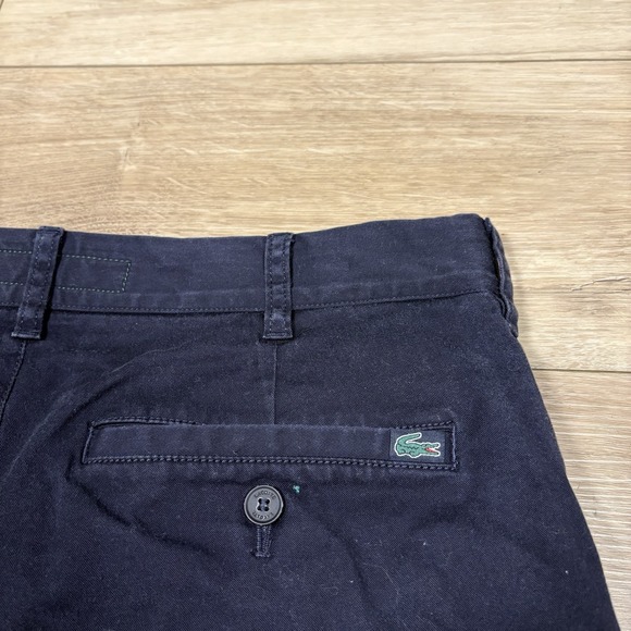 Lacoste Regular Fit Chinos Men Navy Blue Cotton Casual Dress Pants Size 32 Waist - Picture 10 of 10